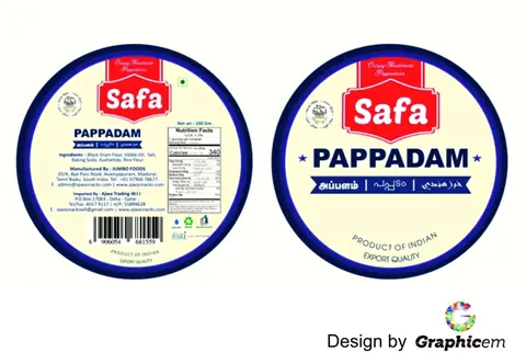 safa pappadam - Label Design by Graphicem, Madurai