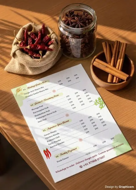 amma veedu - Menu Card Design by Graphicem, Madurai