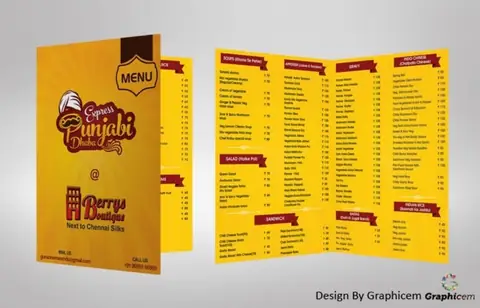 Punjabi Dhaba - Menu Card Design by Graphicem, Madurai