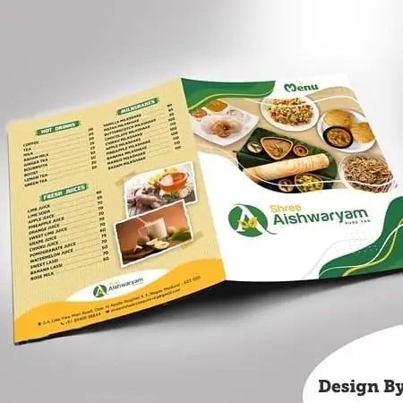 Shree Aishwariyam - Menu Card Design by Graphicem, Madurai