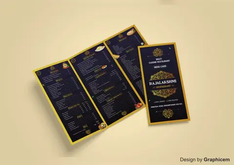 rajalakshmi restaurant - Menu Card Design by Graphicem, Madurai