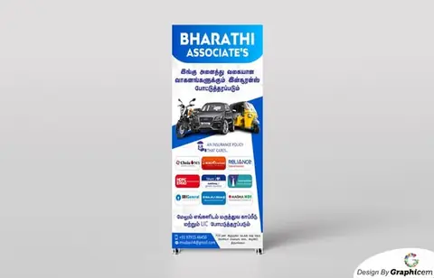 Bharathi Associates - Shop Branding / Name Board Design by Graphicem, Madurai