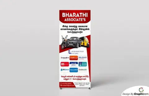 Bharathi Associates - Shop Branding / Name Board Design by Graphicem, Madurai